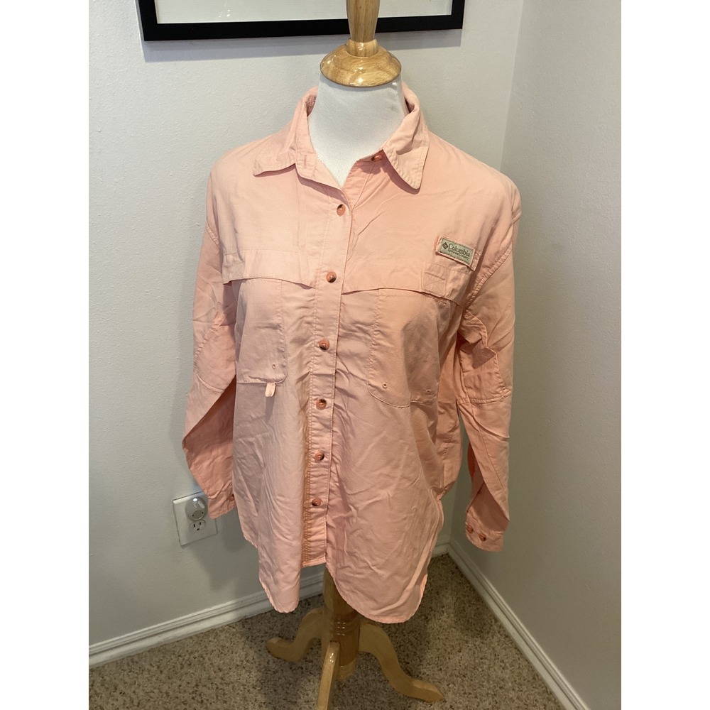 Columbia Sportswear Women's Long Sleeve Fishing‎ Shirt Coral Pink Size L